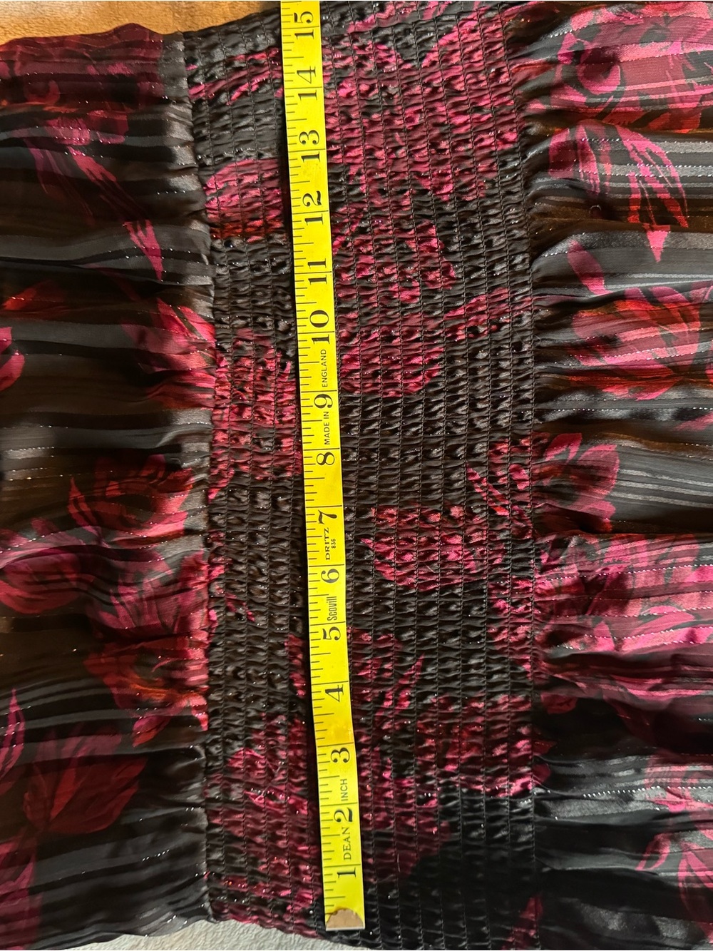 White House Black Market Black Midi Dress with Magenta Floral Print - Picture 11 of 14